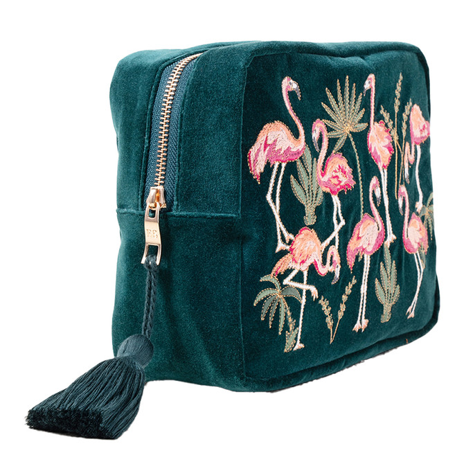 Elizabeth Scarlett Flamingo Wash Bag Emerald