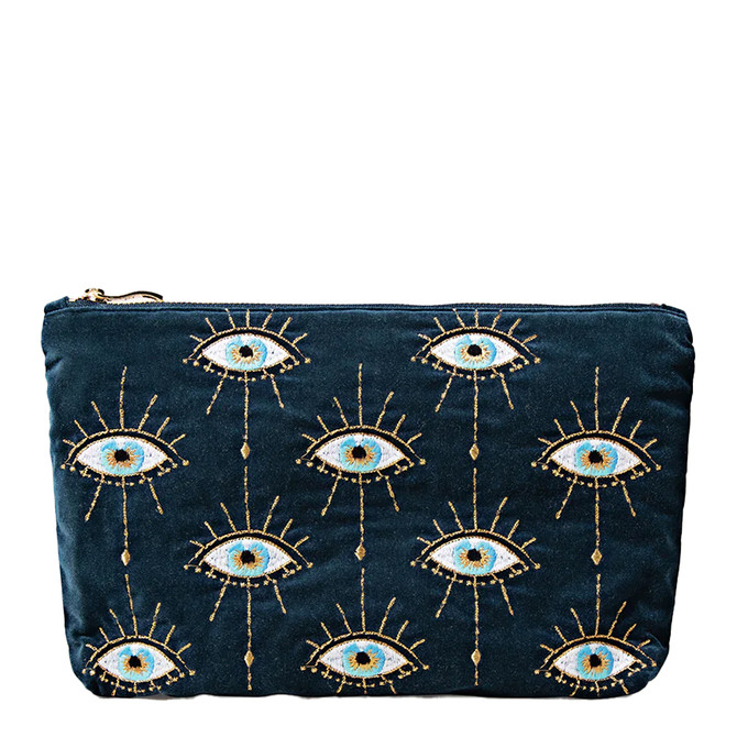 Elizabeth Scarlett Mystical Eye Ink Blue Velvet Everyday Pouch