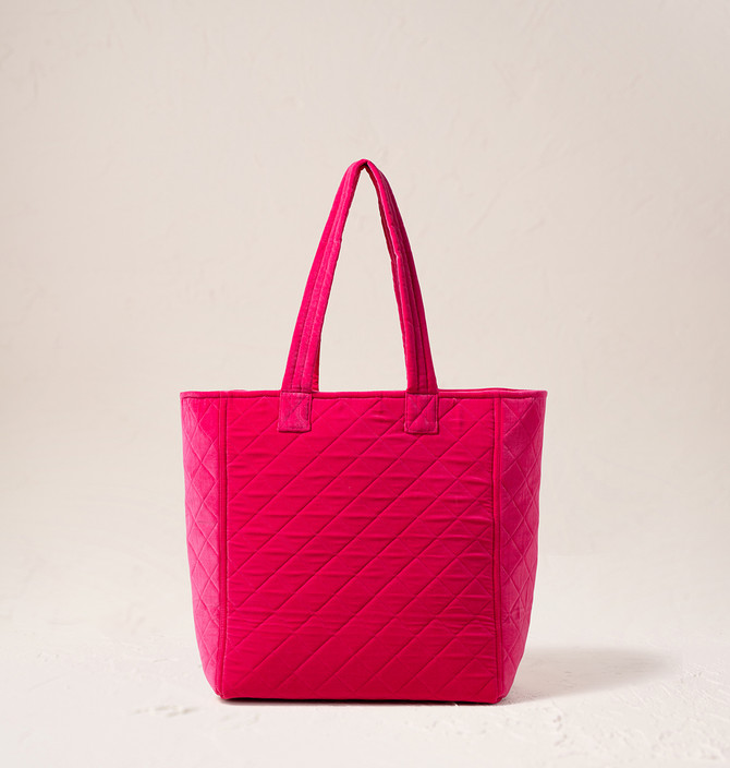 Elizabeth Scarlett Gold Palm Velvet Tote Pink