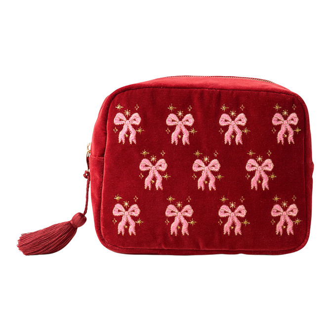 Elizabeth Scarlett Dazzling Bows Rouge Velvet Wash Bag