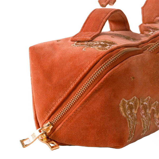 Elizabeth Scarlett Golden Elephants Open Flat Makeup Bag