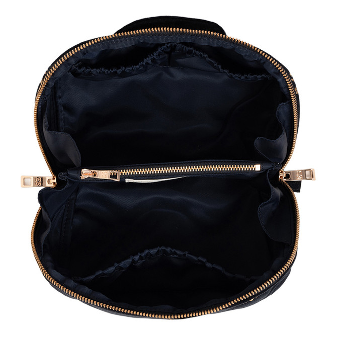 Elizabeth Scarlett Honey Bee Charcoal Velvet Open Flat Makeup Bag