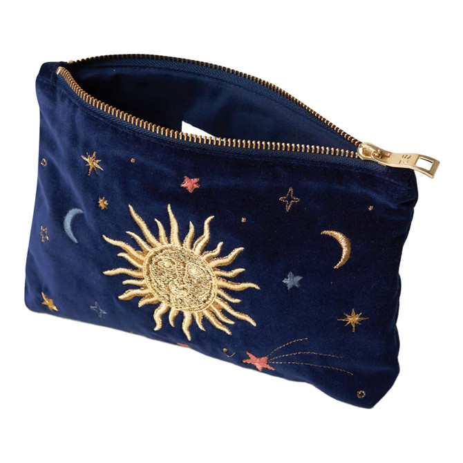 Elizabeth Scarlett Celestial Navy Velvet Mini Pouch
