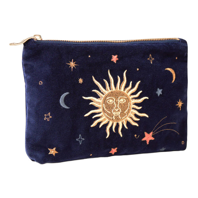 Elizabeth Scarlett Celestial Navy Velvet Mini Pouch
