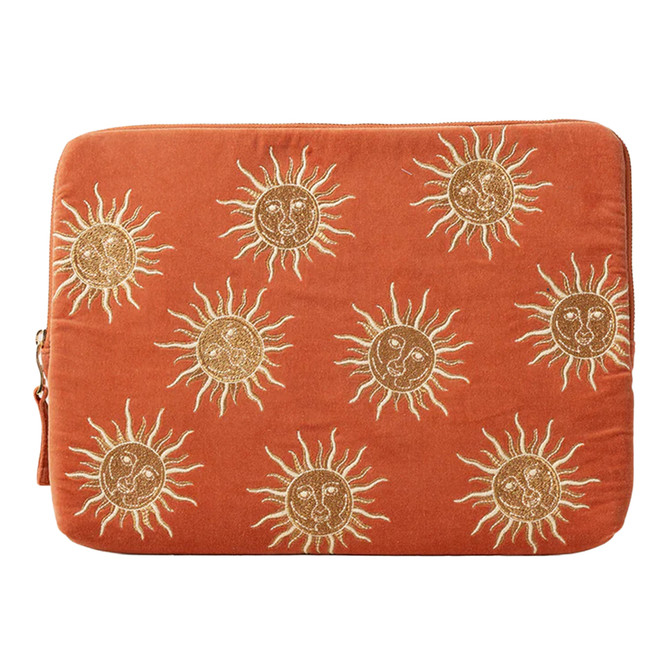 Elizabeth Scarlett Sun Goddess Velvet Rust Laptop Case - Small