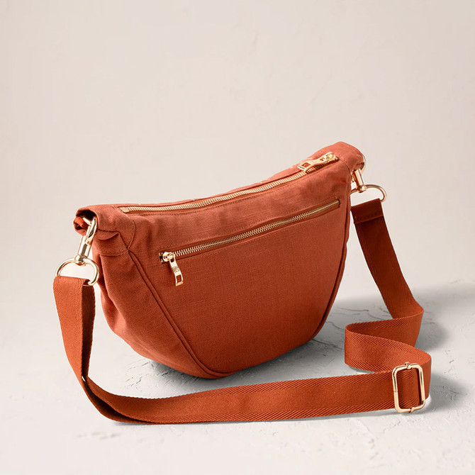 Elizabeth Scarlett Sun Goddess Canvas Rust Crossbody Sling Bag