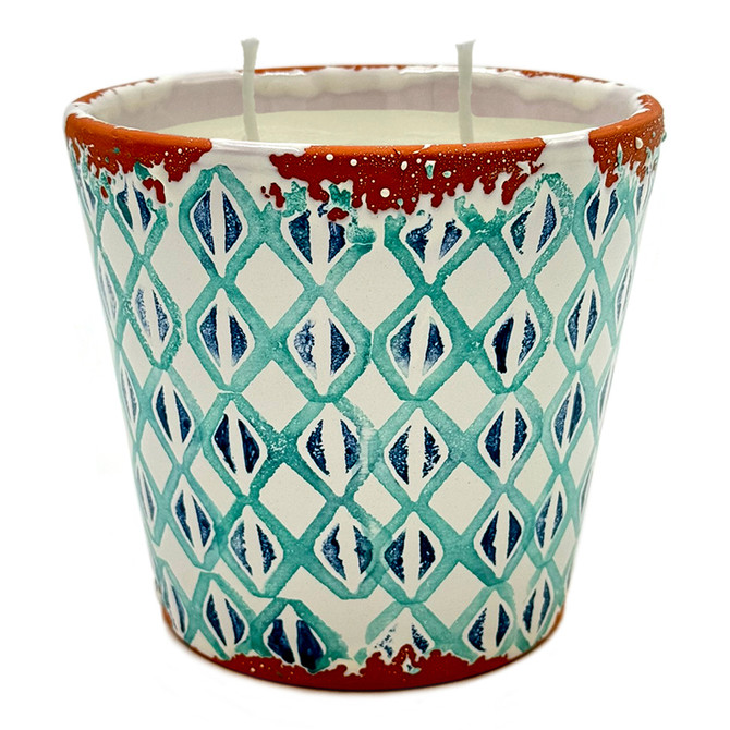 Wax Design Rhombus Ceramic Candle 14cm - Jade Green
