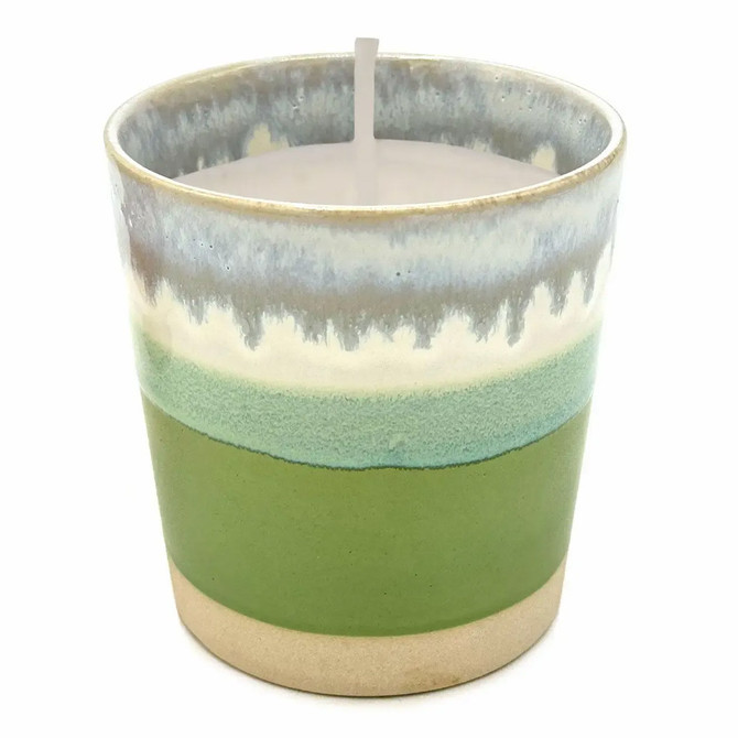Wax Design Ceramic Boho Scented Candle 10cm - Green & White