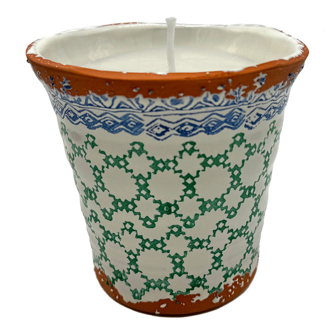 Wax Design Ceramic Provence Candle 14cm - Green & Blue