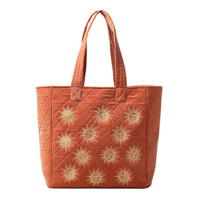 Elizabeth Scarlett Sun Goddess Velvet Tote - Rust