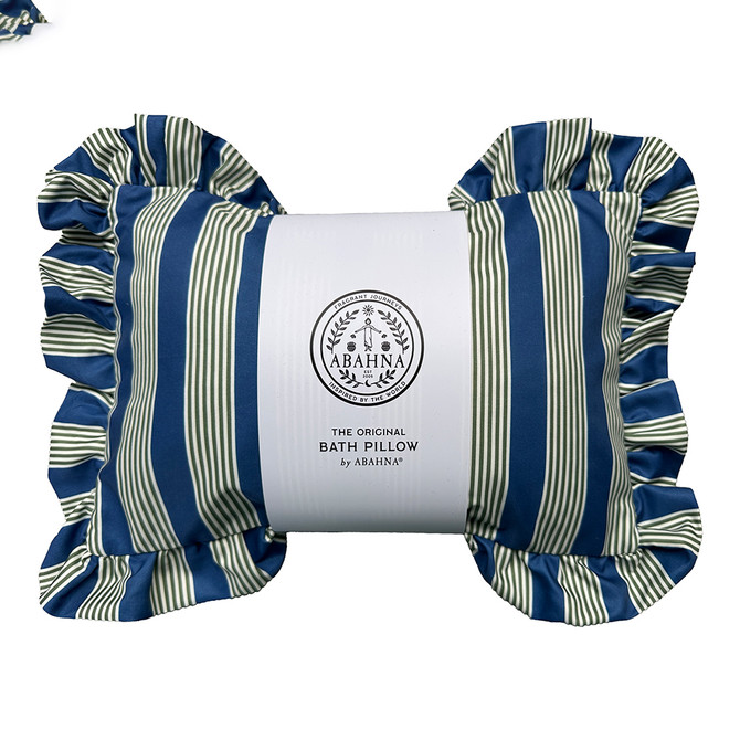ABAHNA Bath Pillow & Cover - Blue & Green Stripe