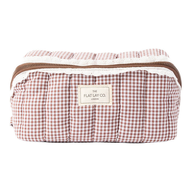 THE FLAT LAY CO. Marshmallow Box Bag - Mocha Gingham