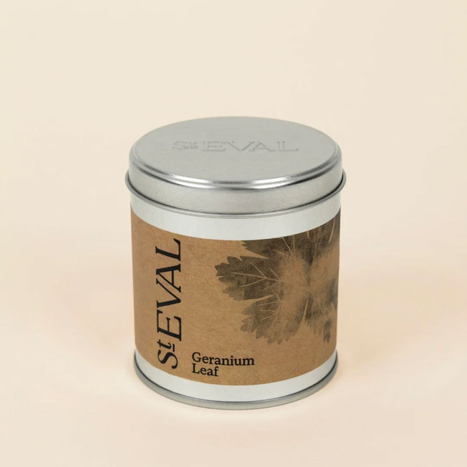 St Eval Candle Geranium Leaf Tin Candle