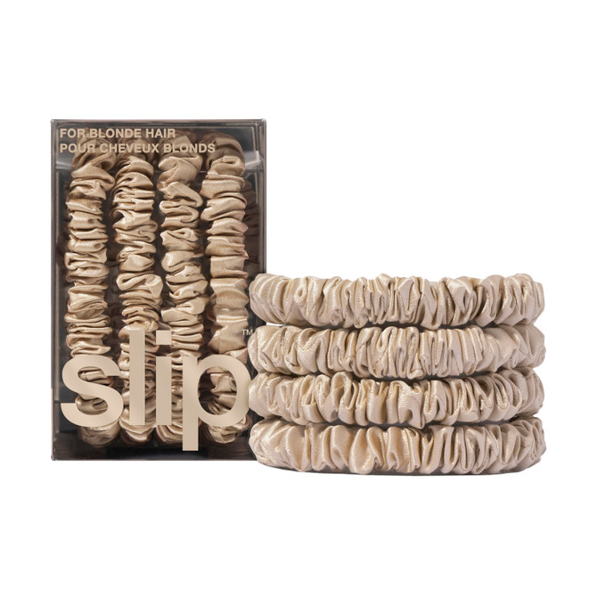 Slip Pure Silk Back To Basics Skinny Scrunchies Blonde