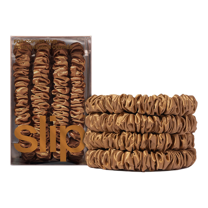 Slip Pure Silk Back To Basics Skinny Scrunchies Copper