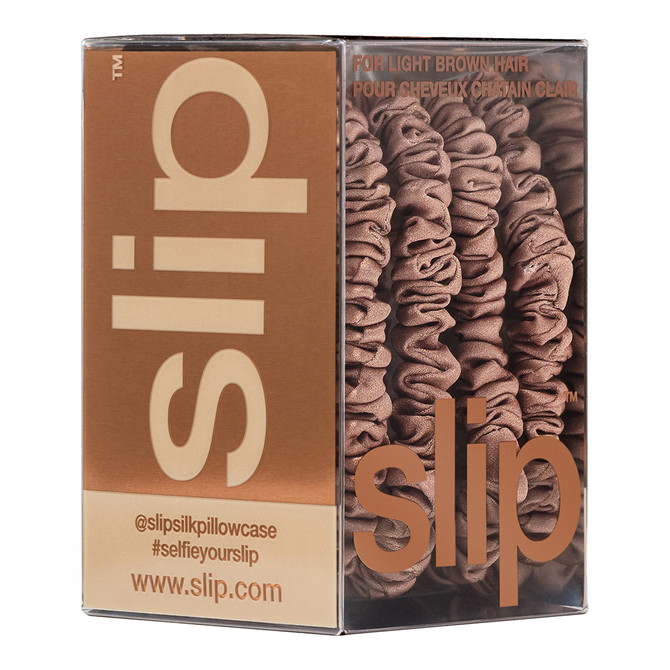 Slip Pure Silk Back To Basics Skinny Scrunchies Light Brown