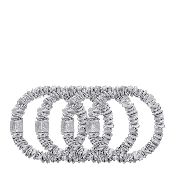 Slip Pure Silk Back To Basics Skinny Scrunchies Silver