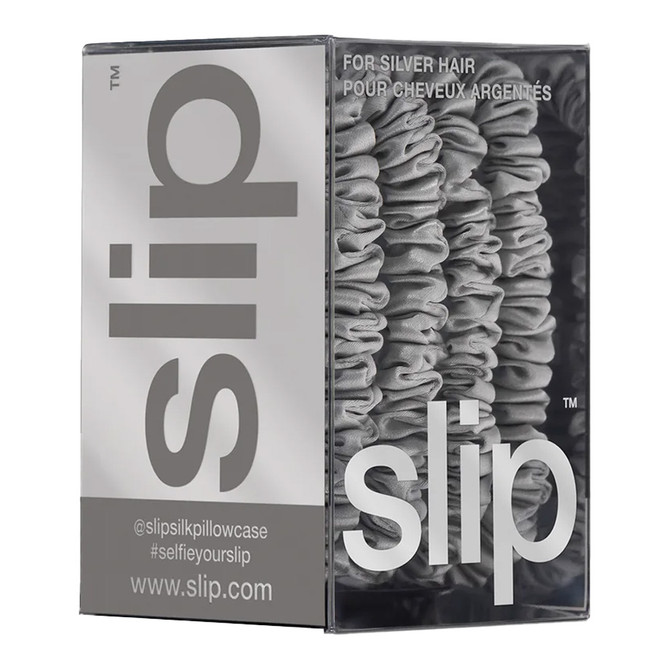 Slip Pure Silk Back To Basics Skinny Scrunchies Silver