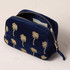 Elizabeth Scarlett Gold Palm Velvet Makeup Bag - Navy