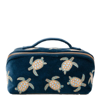 【送料関税込】Elizabeth Scarlett/ Whale Open Flat Makeup Bag Elizabeth Scarlett Turtle Conservation Marine Navy Velvet