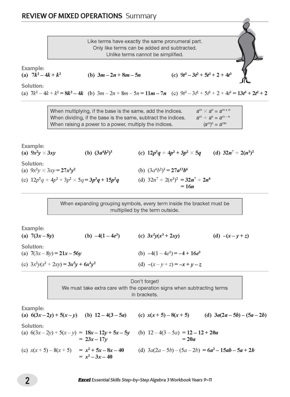 Excel Essential Skills Algebra Step-by-Step Workbook Years 9-11