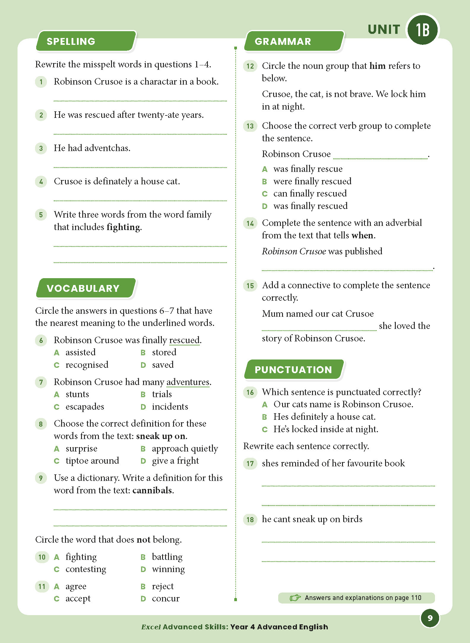 Excel Advanced Skills - Advanced English Workbook Year 4 | Pascal Press