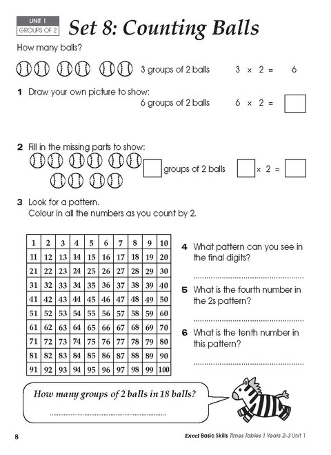 Excel Basic Skills Times Tables 1 Years 2Ã¢â‚¬â€œ3 | Pascal Press