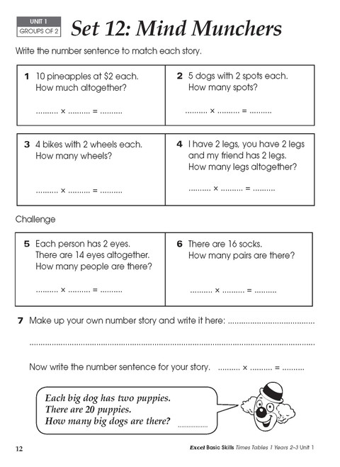 Excel Basic Skills Times Tables 1 Years 2Ã¢â‚¬â€œ3 | Pascal Press