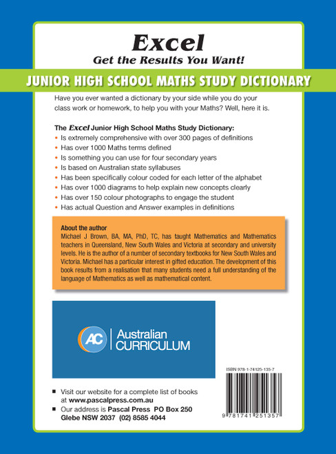 Excel Junior High School Maths Study Dictionary Years 7-10 | Pascal Press