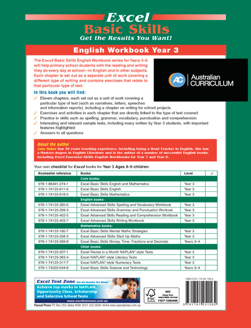 Excel Basic Skills English Workbook Year 3 | Pascal Press