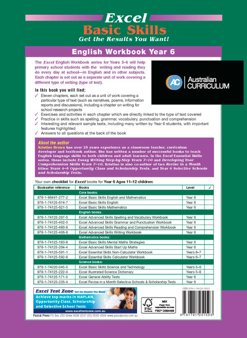 Excel Basic Skills English Workbook Year 6 | Pascal Press