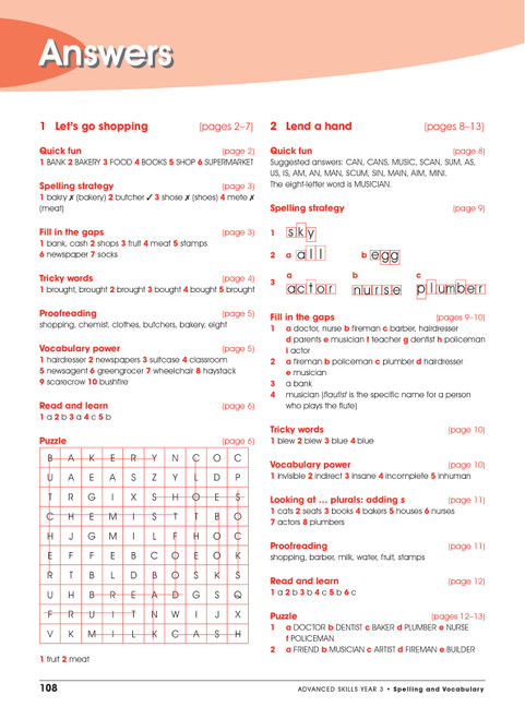 Excel Advanced Skills Spelling and Vocabulary Workbook Year 3 | Pascal ...