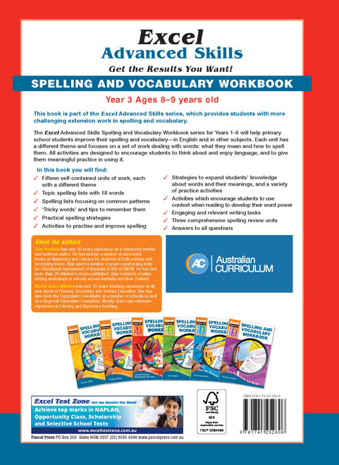 Excel Advanced Skills Spelling and Vocabulary Workbook Year 3 | Pascal ...