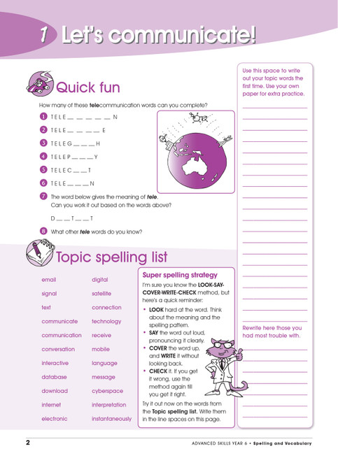 Excel Advanced Skills Spelling and Vocabulary Workbook Year 6 | Pascal ...