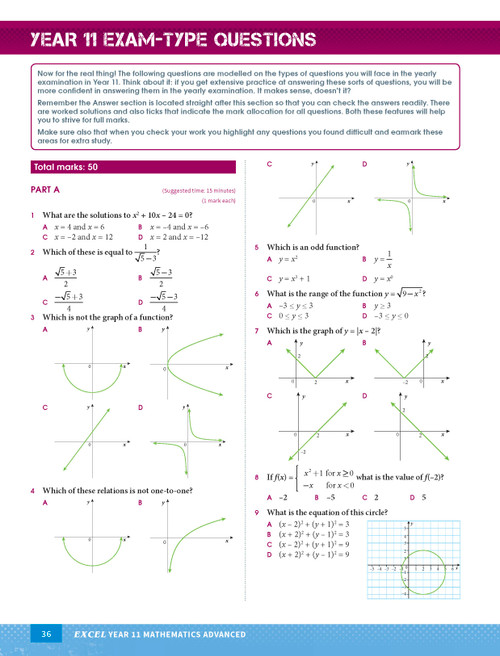 Excel Year 11 Mathematics Advanced Study Guide Pascal Press