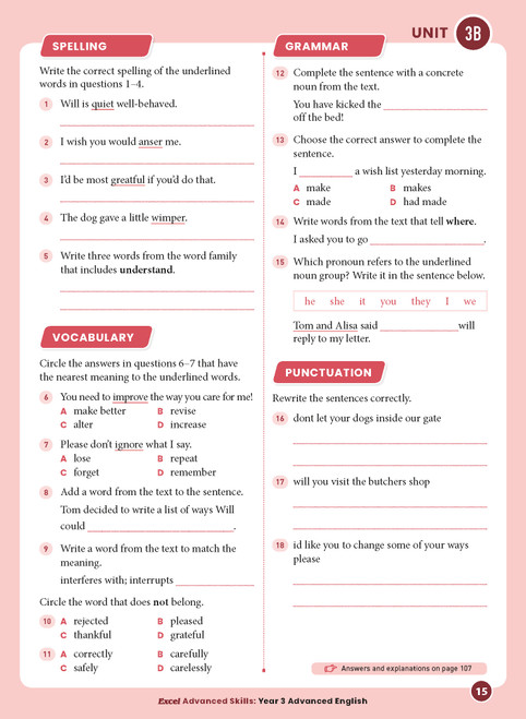 Excel Advanced Skills - Advanced English Workbook Year 3 | Pascal Press