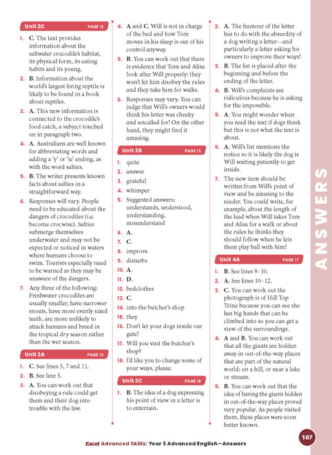 Excel Advanced Skills - Advanced English Workbook Year 3 | Pascal Press