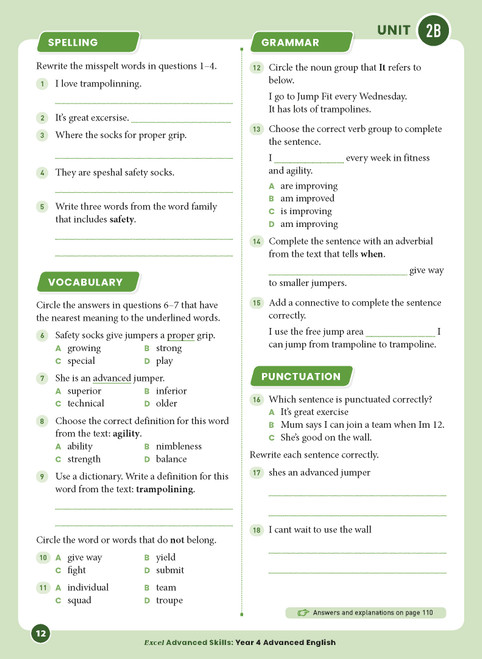 Excel Advanced Skills - Advanced English Workbook Year 4 | Pascal Press