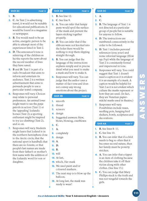 Excel Advanced Skills - Advanced English Workbook Year 5 | Pascal Press