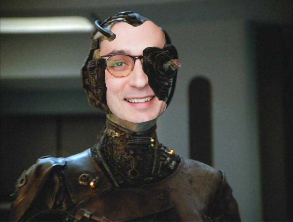Sad Larry poorly photoshopped to look like the Borg