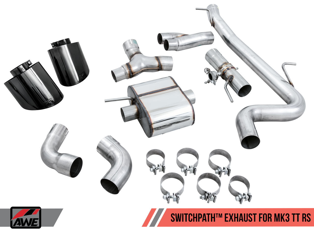 AWE SwitchPath Exhaust for Audi TTRS 8S - Diamond Black RS-style Tips