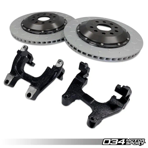 2-Piece Floating Rear Brake Rotor 350mm Upgrade for MQB VW & Audi, Black Brackets