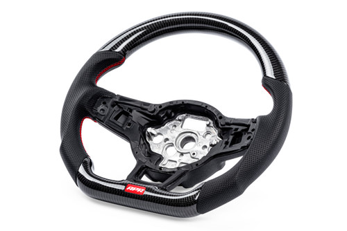 APR STEERING WHEEL - CARBON FIBER & PERFORATED LEATHER - MK7 GTI/GLI RED (FOR USE WITH PADDLES)