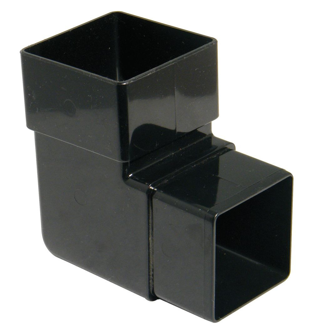 Floplast Conduit Carré 65 Mm - Lot De 5 évacuations Excentrées Noir Pour Gouttière - 6