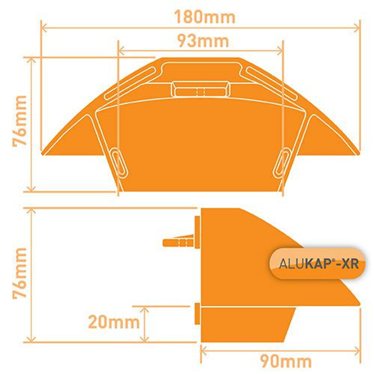 Alukap-XR Ridge Radius End Cap Powder Coated