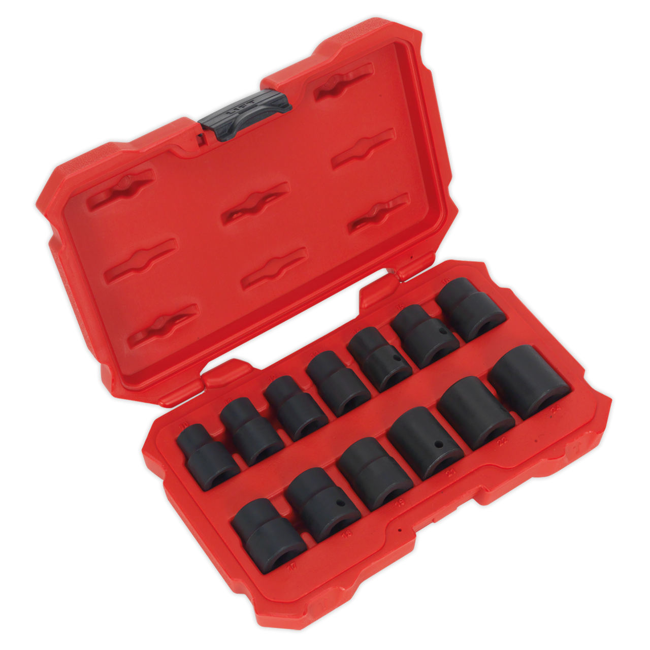 Sealey - Impact Socket Set 13pc 1/2inchSq Drive Lock-On 6pt Metric