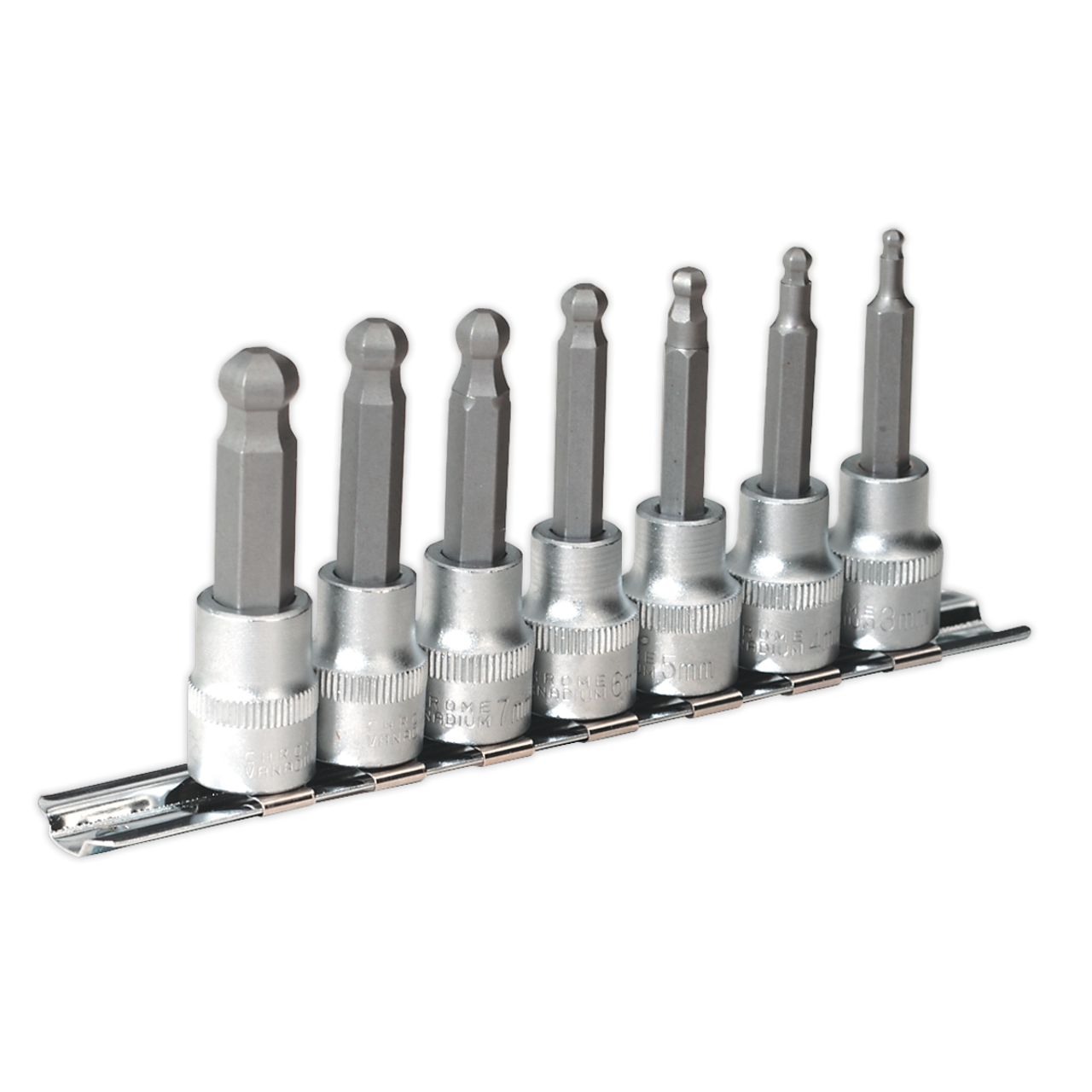 Sealey - Hex Ball-End Socket Bit Set 7pc Metric 3/8inchSq Drive 62mm