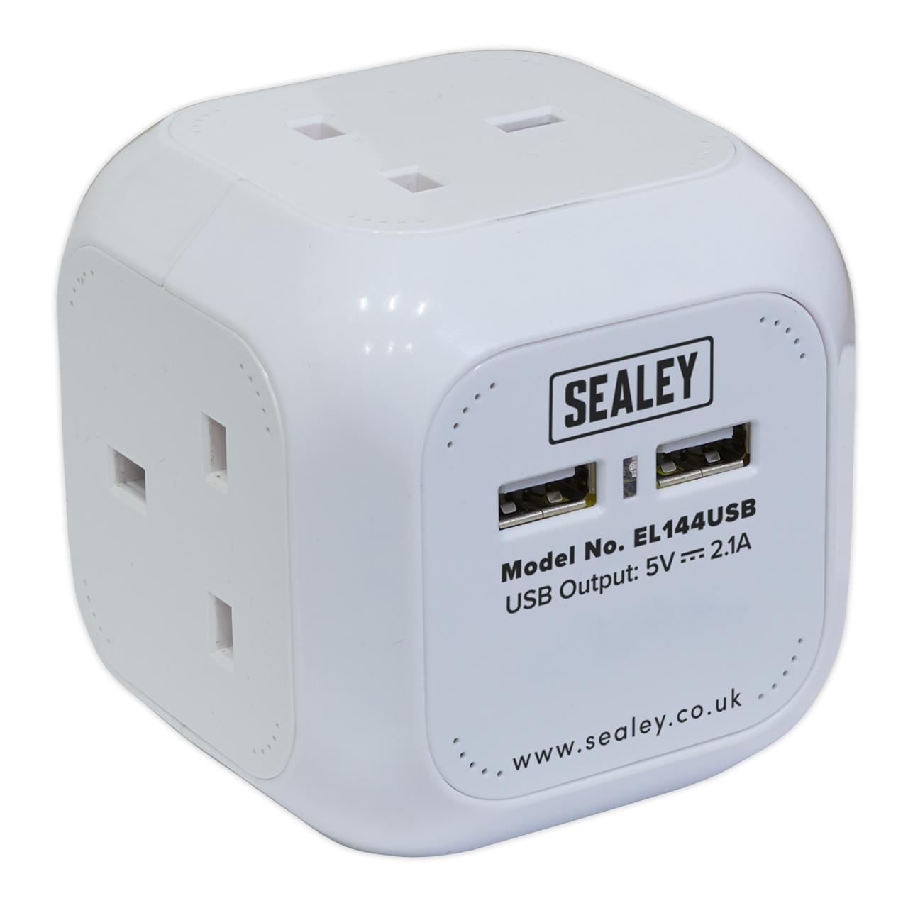 Sealey - Extension Cable Cube 1.4m 4 x 230V plus 2 x USB Sockets White