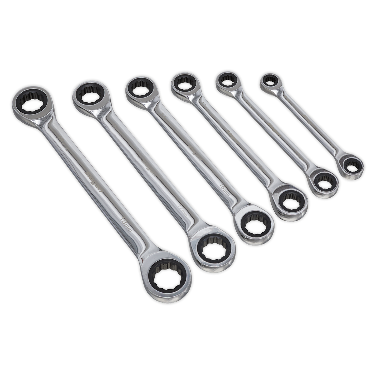Sealey - Double End Ratchet Ring Spanner Set 6pc Metric