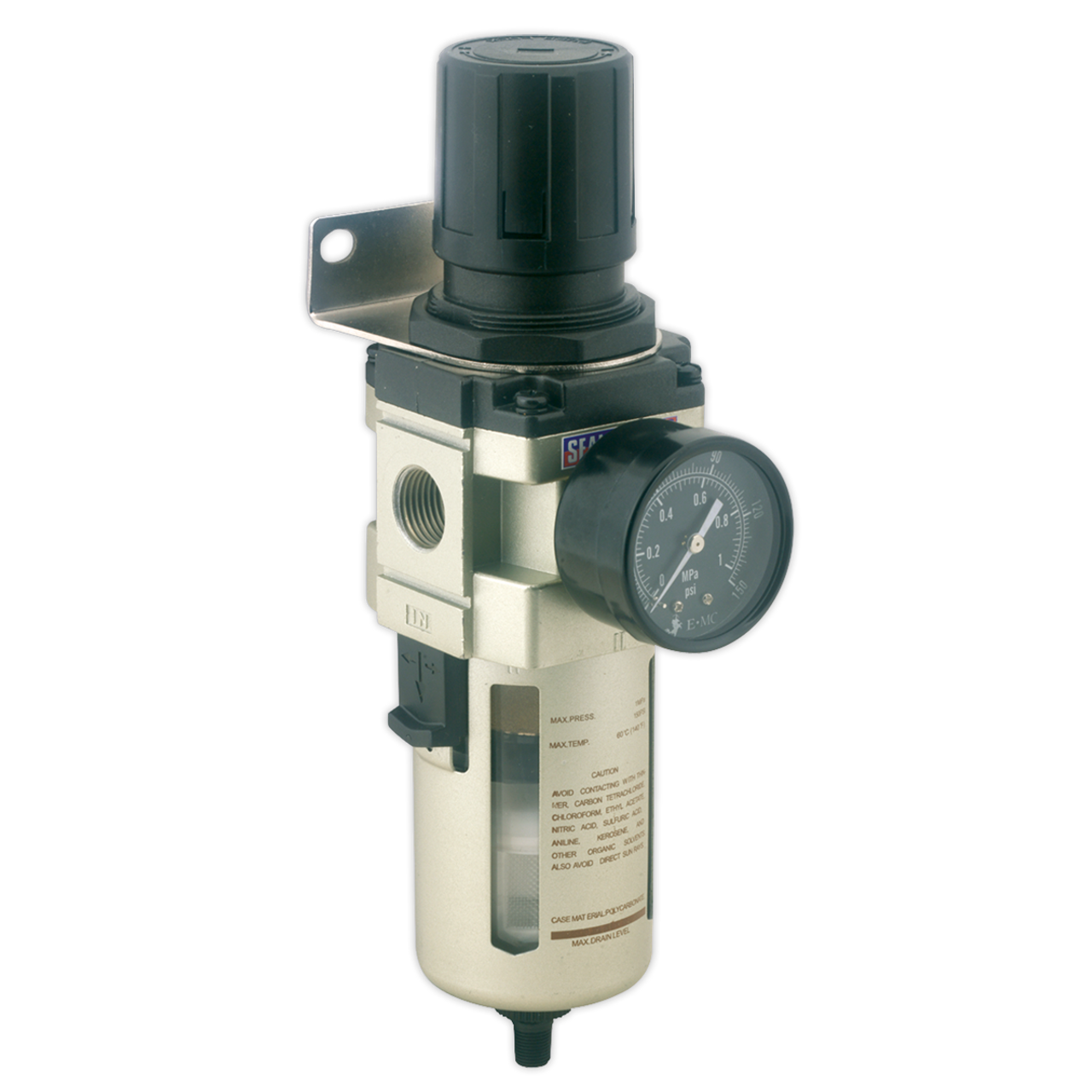 Sealey - Air Filter/Regulator Auto Drain Max Airflow 140cfm